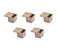Bcowtte Lot de 5 moules carrés avec couvercle - Moule à toast - Moule à pain - Moule à pain avec couvercle - Anti-adhésif - Avec mini cubes d'eau