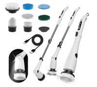 BCQDOL Brosse rotative électrique sans fil avec projecteur, poignée d'extension réglable, brosse de nettoyage électrique sans fil pour salle de bain, voiture, cuisine