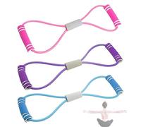 BCQTD Lot de 3 bandes de résistance Saludea avec poignées, extenseur de poitrine, bande de résistance pour le yoga, la gym, le fitness, 8 mots élastiques pour entraînement de force extensible des bras