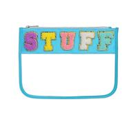 BCRMPT Sac à lettres en chenille multi-usages en nylon et PVC, sac de maquillage de voyage avec fermeture éclair, pochette de plage pour femme, Blue-Stuff, Preppy