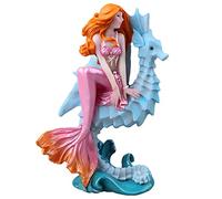 BCSIUHD Décoration d'aquarium - Hippocampe sirène, Accessoires pour Aquarium, décoration Mythique sirène, Cadeaux de sirène pour Filles, Statue de Princesse méditerranéenne (Rose)
