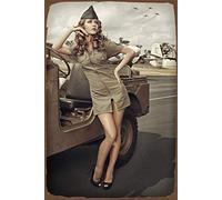 BCTS Affiche Murale en métal Style Vintage avec Pin Up Girl Ww2 20,3 x 30,5 cm