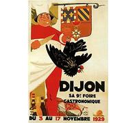 BCTS Affiche publicitaire rétro en métal « Dijon Sa 9 Foire » sur la nourriture et le vin des années 1900 - 20,3 x 30,5 cm