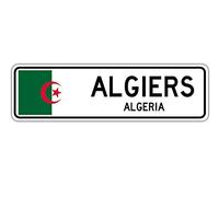 BCTS Alger Algérie Panneau de rue Algérie Drapeau Algérien Ville Pays Route Extérieur Panneau de rue Panneau de métro 10,2 x 40,6 cm