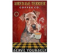 BCTS Coffee Company Airedale Terrier Anniversaire Anniversaire Noël Maison Café Bar Garage Plaque en métal 20,3 x 30,5 cm