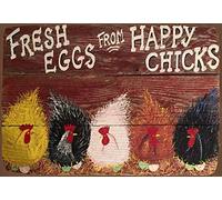 BCTS Grand panneau rustique en métal avec poules et coqs de poule 20,3 x 30,5 cm