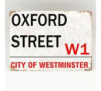 BCTS Oxford Street Plaque en métal pour porte de rue de Londres et de rue rétro Cadeau de décoration extérieure 20,3 x 30,5 cm