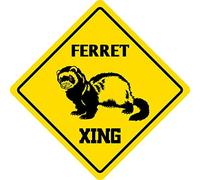 BCTS Panneau d'avertissement en métal avec inscription « Ferret Crossing » 12 x 12 pouces