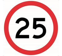BCTS Panneau d'avertissement en métal avec limite de vitesse 25 km