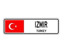 BCTS Panneau de rue Turquie Izmir Turquie Drapeau de la ville Pays Route Extérieur Panneau de rue Panneau de métro 10,2 x 40,6 cm