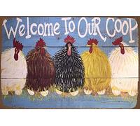 BCTS Panneau décoratif en aluminium rustique 8x12 poules et coqs de poule 20,3 x 30,5 cm