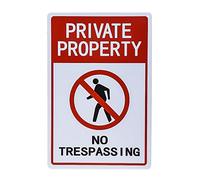 BCTS Panneau en métal avec inscription en anglais « Private Property Signs No Trespassing » pour l’extérieur, 12 x 16 pouces