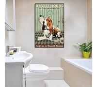 BCTS - Panneau en Métal Rétro Basset Hound - 20 x 30 cm - Décoration Murale pour Salle de Bain
