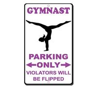 BCTS Plaque en métal humoristique en métal Motif Gymnast Parking Only Violators Will Be Flipped 30,5 x 40,6 cm