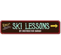 BCTS Plaque en métal personnalisée pour leçons de ski avec nom d'instructeur de ski 558 - Décoration d'intérieur - Plaque de rue extérieure - Plaque de métro - 10,2 x 40,6 cm