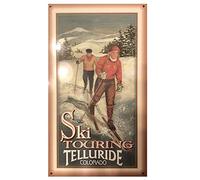 BCTS Plaque en métal pour ski, tournée, telluride, Colorado, décoration de chalet, accessoire de Noël, 20,3 x 30,5 cm