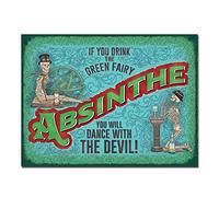 BCTS Plaque en métal rétro Absinthe pour décoration de cour extérieure 20,3 x 30,5 cm