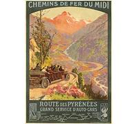 BCTS Plaque en métal "Route des Pyrénées" "Tauzin"