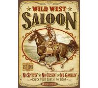 BCTS Plaque murale publicitaire en métal style vintage « The Wild West Saloon » - 30,5 x 40,6 cm - SPA157