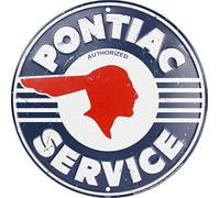 BCTS PONTIAC SERVICE Plaque ronde en métal avec gravure rétro autorisée GM GRAND PRIX 30,5 x 30,5 cm