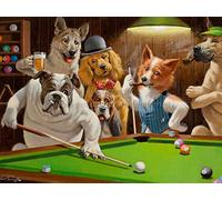 BCTS Poster Arthur Sarnoff ou impression de qualité supérieure avec chiens jouant au billard Hustler Décoration murale en métal 30,5 x 40,6 cm