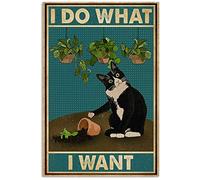 BCTS Poster en métal I Do What I Want Tuxedo Cat Jardinage Décoration murale 20,3 x 30,5 cm