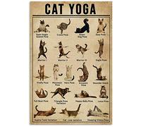 BCTS Poster humoristique en métal pour homme et femme Motif chat Yoga 30,5 x 40,6 cm
