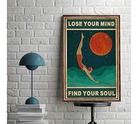 BCTS Poster « Lose Your Mind Find Your Soul » - Affiche « Love Swimming » - Cadeau vintage - Pour les amateurs de natation - 30,5 x 40,6 cm