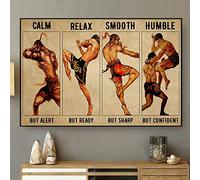 BCTS Poster mural horizontal vintage Muay Thai Calm Relax Smooth Humble en métal 20,3 x 30,5 cm