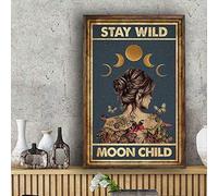 BCTS Poster Tatouage Girl « Stay Wild Moon » - Cadeau pour filles - 1136I - Décoration murale en métal - 20,3 x 30,5 cm