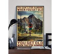 BCTS Poster vintage « You Get Old When You Stop Running » pour amoureux de course à pied - Cadeau pour coureur - Décoration murale - 30,5 x 40,6 cm