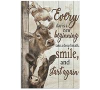 BCTS Smile And Start Again Cow And Chicken Gift For Countryside Poster en métal 20,3 x 30,5 cm