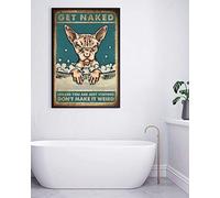 BCTS Sphynx - Affiche murale en métal - Motif chat - Cadeau amusant - Décoration de salle de bain - 20,3 x 30,5 cm