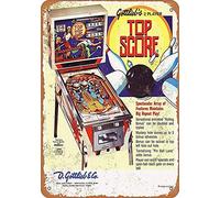 BCTS Top Score Pinball - Panneau de décoration d'extérieur - 20,3 x 30,5 cm