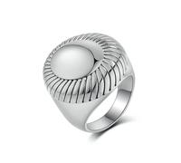BCughia 28mm Bague Acier Inoxydable pour Femme, Bague Chevaliere Massive, Argent/Or Taille 52-62