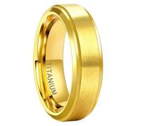 BCughia 6/8mm Bague Homme Titane, Bague Or Simple Brossé Femme Taille 52-69