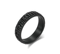 BCughia 6mm Anneau Acier Homme, Bague avec Viking Scénario Noir Taille 54