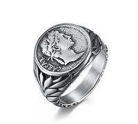 BCughia Alliance Acier, Bague Anneau Argent Bague Aesthetic Empire Romain César Le Grand Promettre la Saint Valentin Homme Taille 62