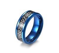 BCughia Bague D'Amitié, Bague Fiançailles Acier Bleu Bague Couple Noeud Celtique Mariage Anniversaire Femme Taille 64