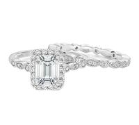 BCughia Bague en Argent 925/1000, Femme Lot de 2 Bagues avec 2ct Zircone Cubique Taille 47-65