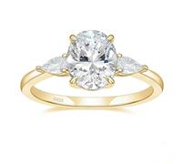 BCughia Bague Femme Argent 925/1000, Bague Luxe 8x10mm 3ct Ovale Zircone Cubique Taille 47-67
