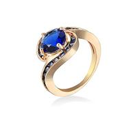 BCughia Bague Vintage, Bague Chic Bleu Tour Oxyde de Zirconium Plaqué Or Conception Simple Anniversaire Bague Femme Taille 59