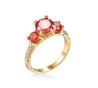 BCughia Bagues, Bague Femme Doree Rouge Tour Oxyde de Zirconium Plaqué Or Engagement Bague Femme Taille 59