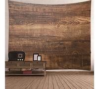 BCughia Grand Drap Mural, Tapisserie Murales Marron Polyester Motif Bois Drap Mural 350x256cm (138" x 101") Décoration Chambre