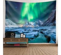 BCughia Tapisserie Murales Tissus, Tenture Murale Chambre Montagnes Enneigées des Aurores Boréales, Aurores Boréales Tapisserie Murales pour Maison Salon Chambre 150x130cm