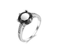 BCughia Une Bague, Bague One Piece Le Noir Tour Oxyde de Zirconium Plaqué Argent Engagement Bague Femme Taille 61.5