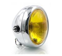 bcumst Phare LED pour moto Pour CG GN125 Phare Rétro Universel Pour Moto Modification Faisceau Haut/bas Rond Avec Support 5.75 Pouces(Silvery yellow-1piece)