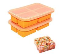 Bcuuozeeing Lot de 2 bacs de congélation en silicone avec couvercle, 4 trous, bac à glaçons extra large pour soupe, bouillon, sauce, glaçons, glaçons ou beurre