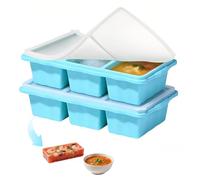 Bcuuozeeing Lot de 2 bacs de congélation en silicone pour soupes, glaçons, grand bac à glaçons, plateau de congélation en silicone avec couvercle, pour 6 tasses/250 ml pour soupe