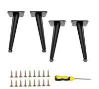 Bcuuozeeing Lot de 4 pieds de meubles inclinés en métal noir réglables pour canapé, table, meuble TV, chaise d'enseignant, cônes inclinés (20,5 m)